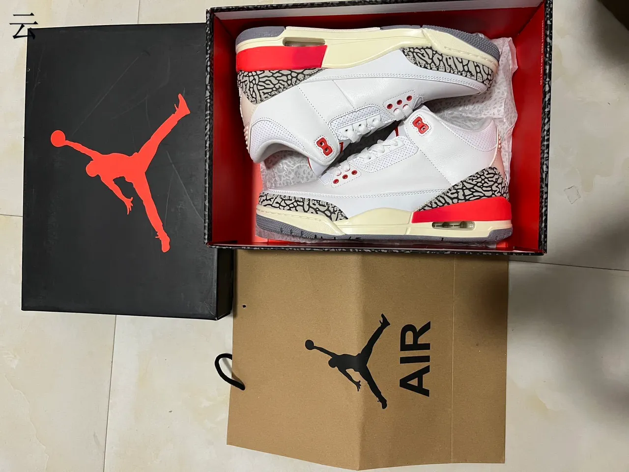 Air Jordan 3 White Cement Red Basketball Shoes 12