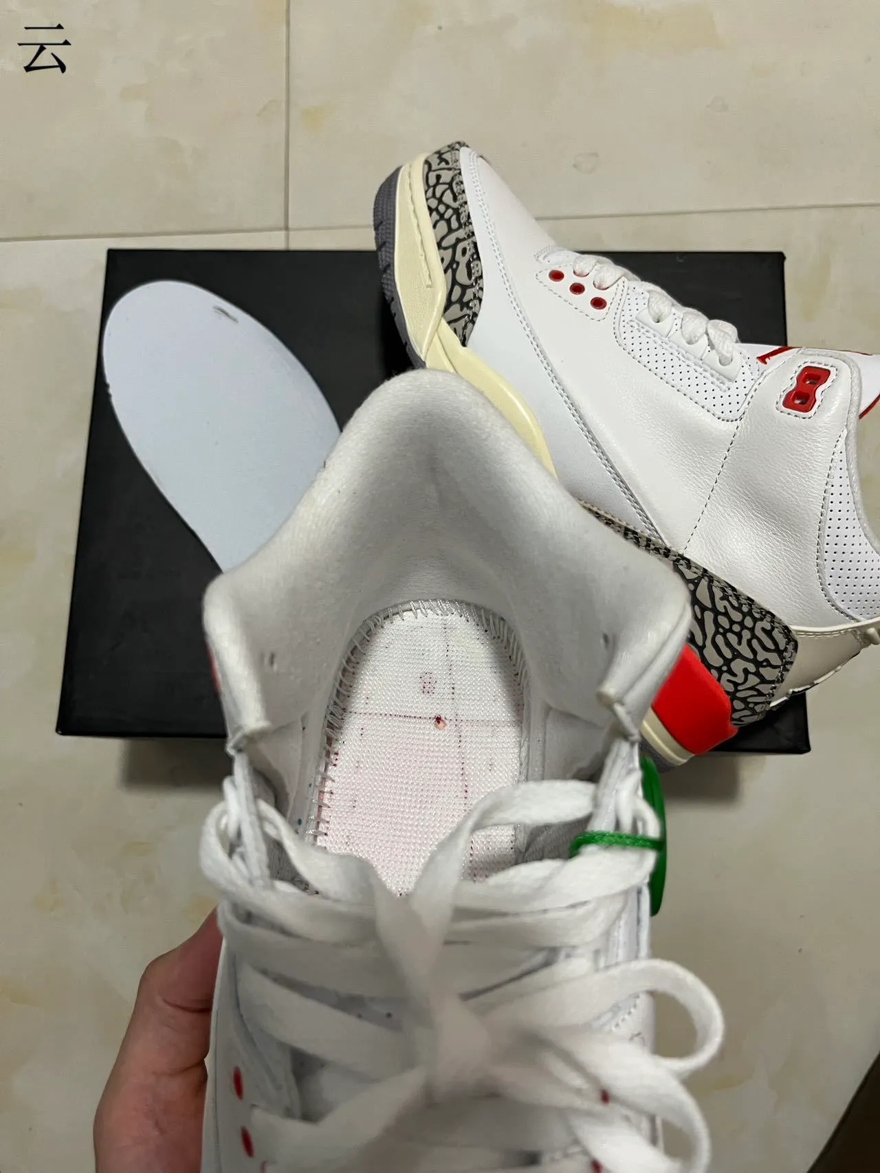 Air Jordan 3 White Cement Red Basketball Shoes 14