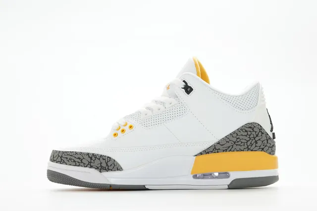 Air Jordan 3 White Cement Yellow Basketball Shoes 9