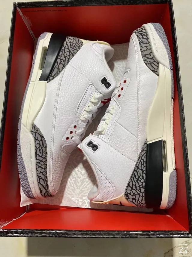 Air Jordan 3 White Elephant Print Basketball Shoes 12