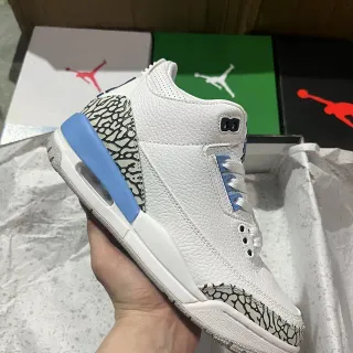 Air Jordan 3 White Light Blue Elephant Print Basketball Shoes