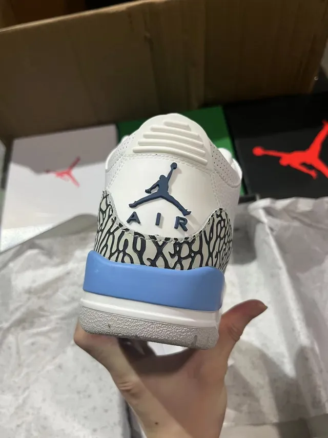 Air Jordan 3 White Light Blue Elephant Print Basketball Shoes 5