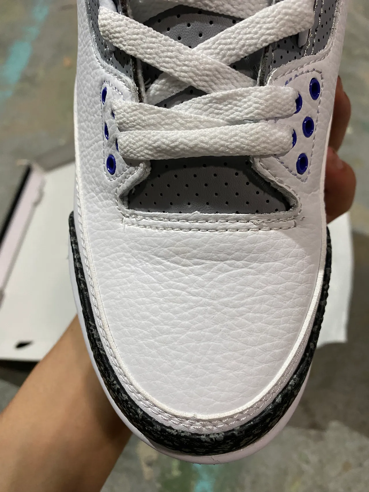 Air Jordan 3 White Royal Blue Elephant Print Basketball Shoes 3