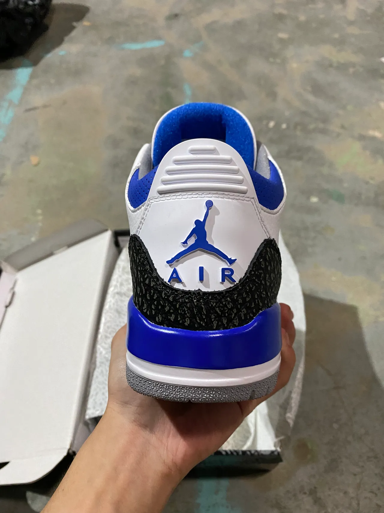 Air Jordan 3 White Royal Blue Elephant Print Basketball Shoes 6