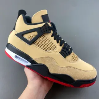 Air Jordan 4 Beige Black Red Basketball Shoes