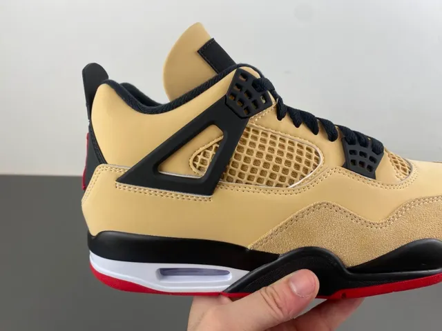Air Jordan 4 Beige Black Red Basketball Shoes 3