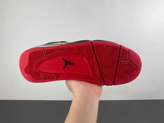 Air Jordan 4 Beige Black Red Basketball Shoes 9
