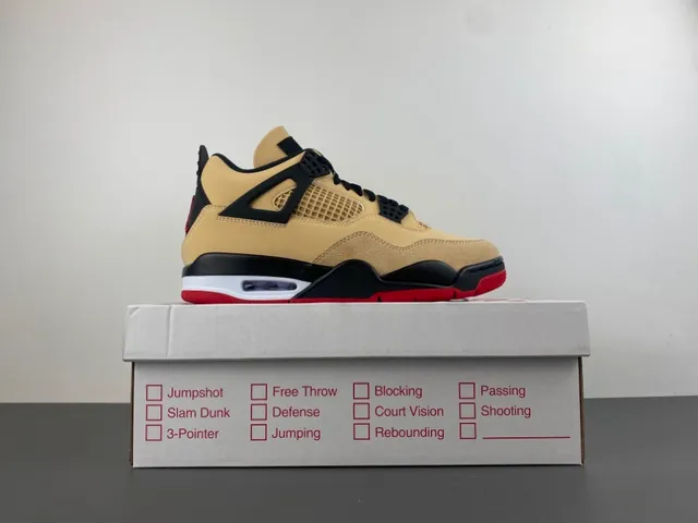 Air Jordan 4 Beige Black Red Basketball Shoes 15