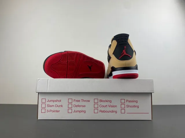 Air Jordan 4 Beige Black Red Basketball Shoes 16