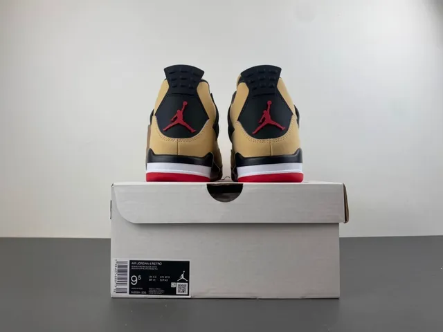 Air Jordan 4 Beige Black Red Basketball Shoes 17
