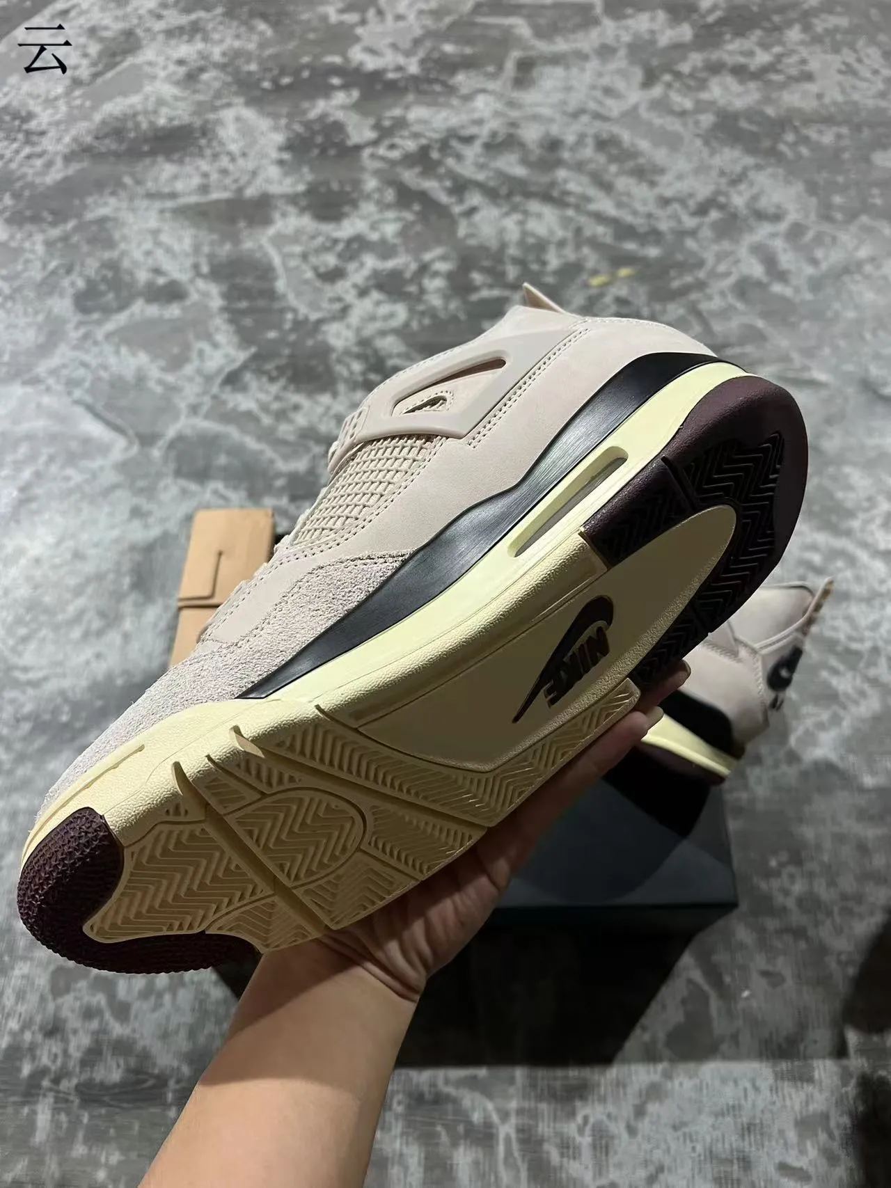 Air Jordan 4 Beige Cream Black Basketball Shoes 6