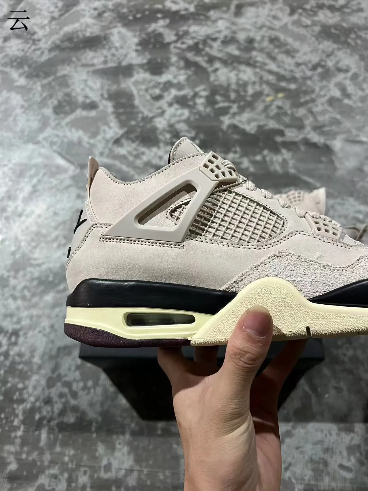 Air Jordan 4 Beige Cream Black Basketball Shoes 7
