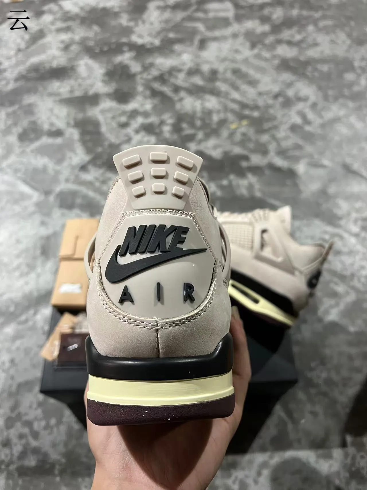 Air Jordan 4 Beige Cream Black Basketball Shoes 8