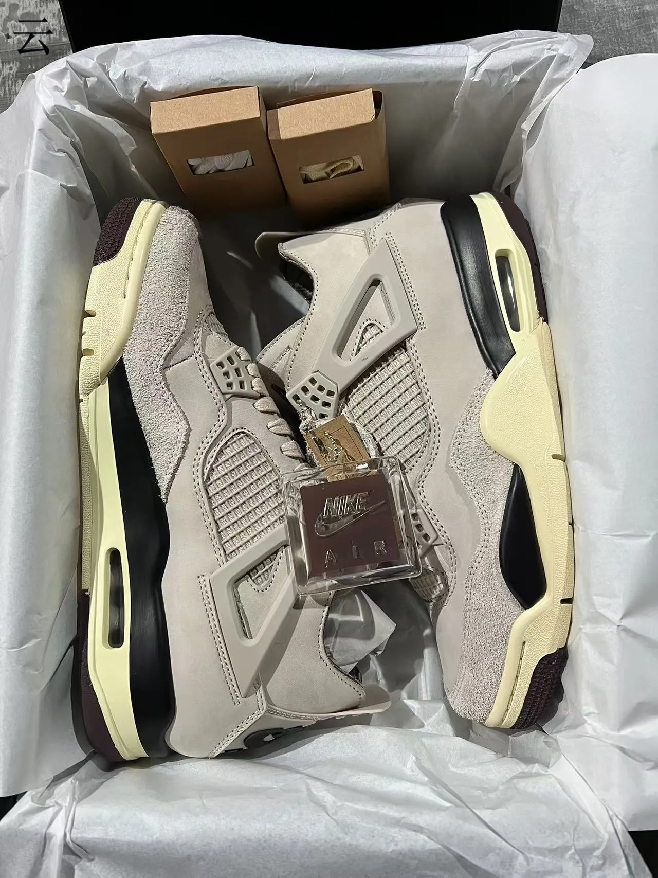 Air Jordan 4 Beige Cream Black Basketball Shoes 9