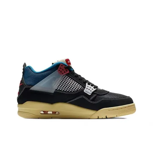 Zapatillas de baloncesto Air Jordan 4 negro azul rojo suela de goma 6