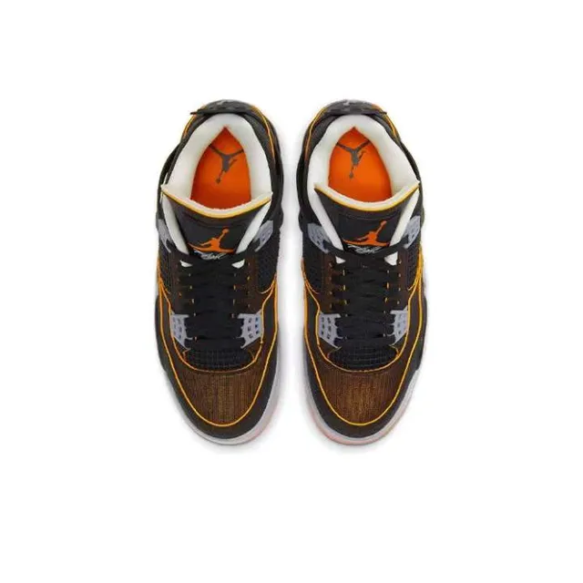 Air Jordan 4 Black Orange Basketball Shoes 4