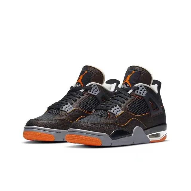 Air Jordan 4 Black Orange Basketball Shoes 5