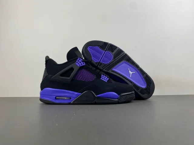 Air Jordan 4 Black Purple Basketball Shoes 12