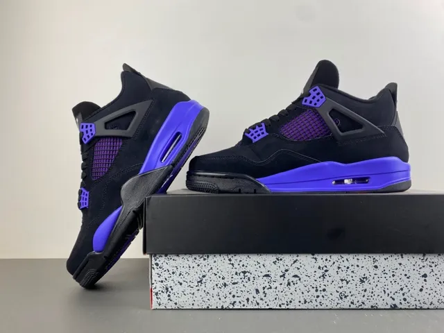 Air Jordan 4 Black Purple Basketball Shoes 14