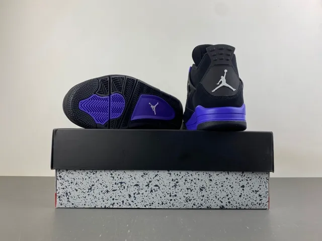 Air Jordan 4 Black Purple Basketball Shoes 16