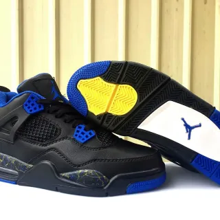 Air Jordan 4 Black Royal Blue Yellow Basketball Shoes
