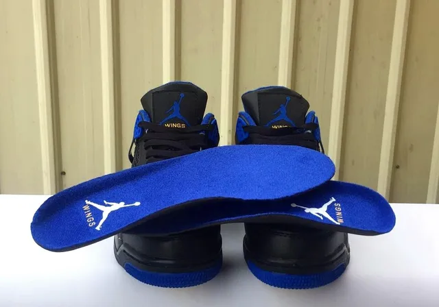 Air Jordan 4 Black Royal Blue Yellow Basketball Shoes 5