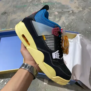 Air Jordan 4 Black Royal Yellow Basketball Shoes