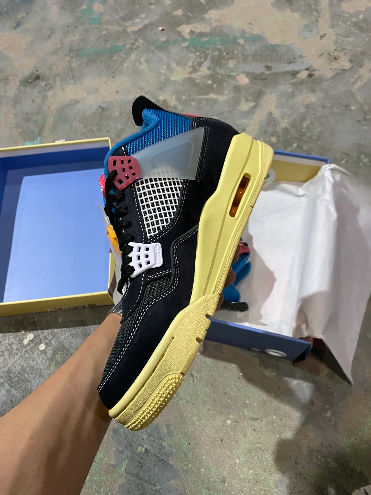 Air Jordan 4 Black Royal Yellow Basketball Shoes 4