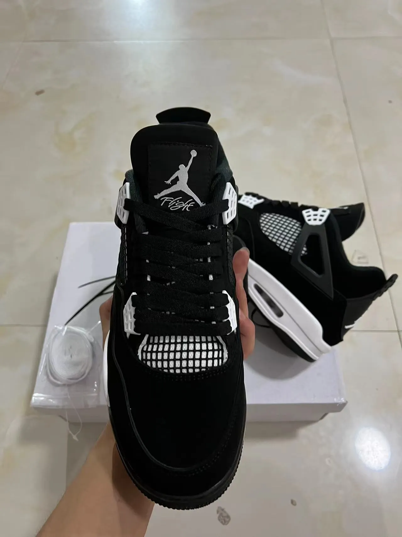 Air Jordan 4 Black White Basketball Shoes 3