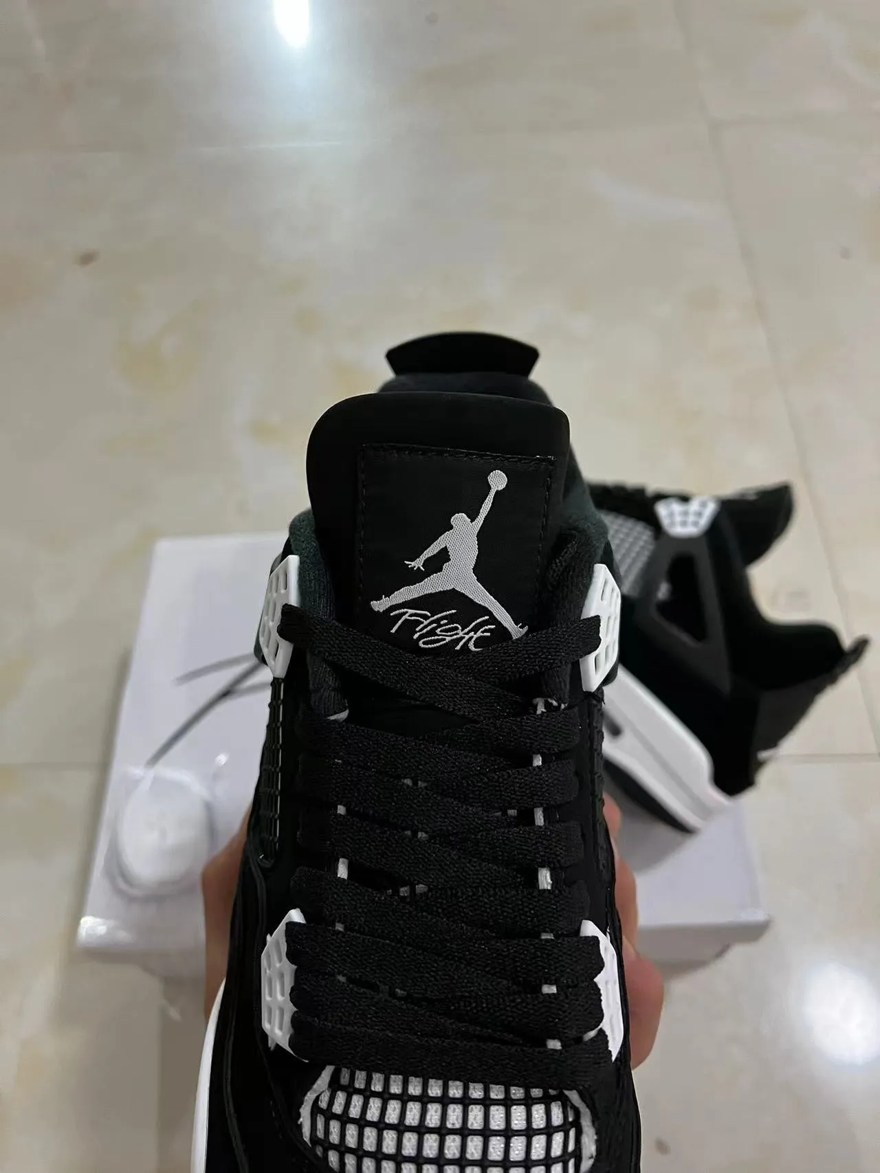 Air Jordan 4 Black White Basketball Shoes 4