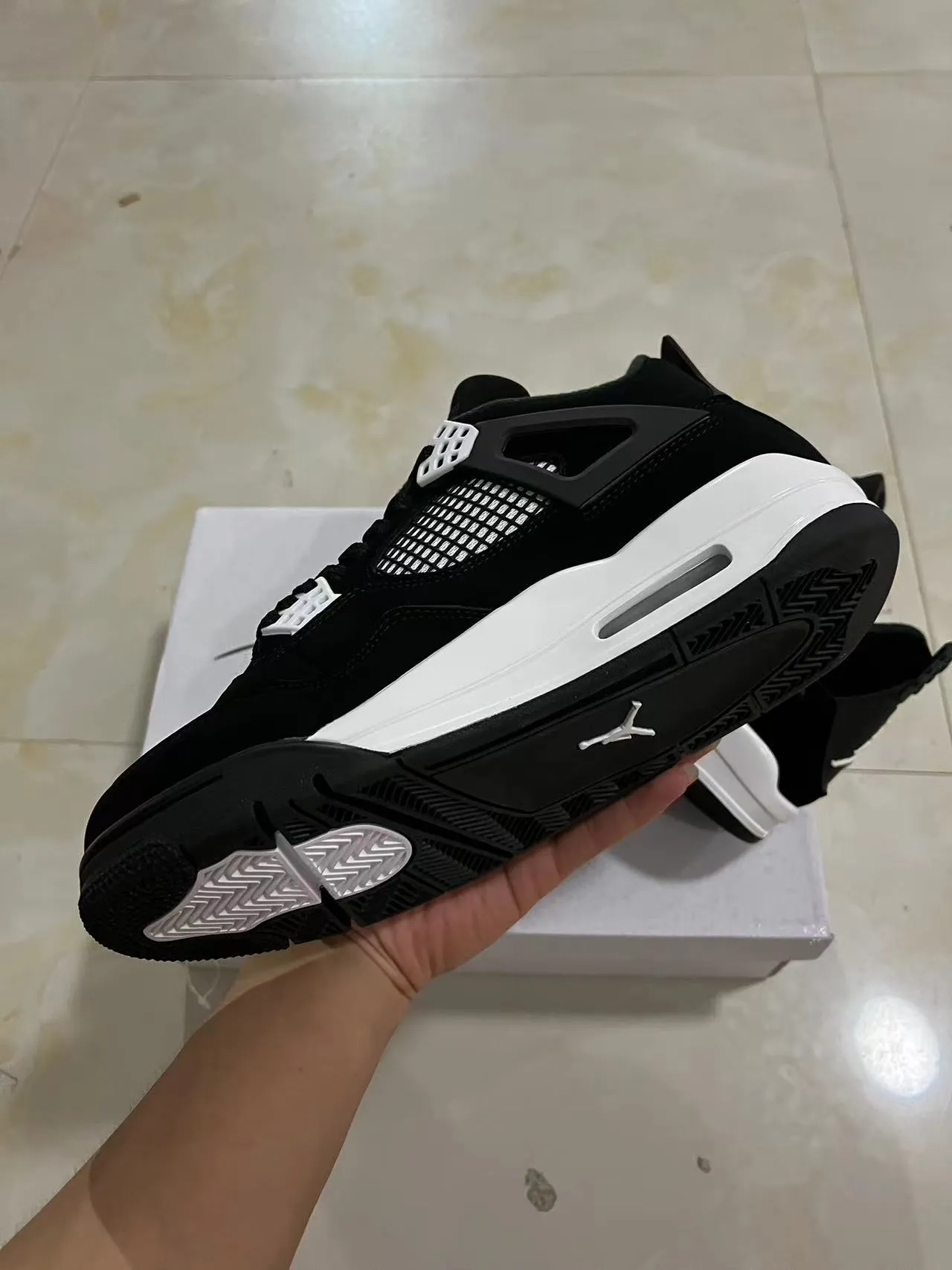 Air Jordan 4 Black White Basketball Shoes 6