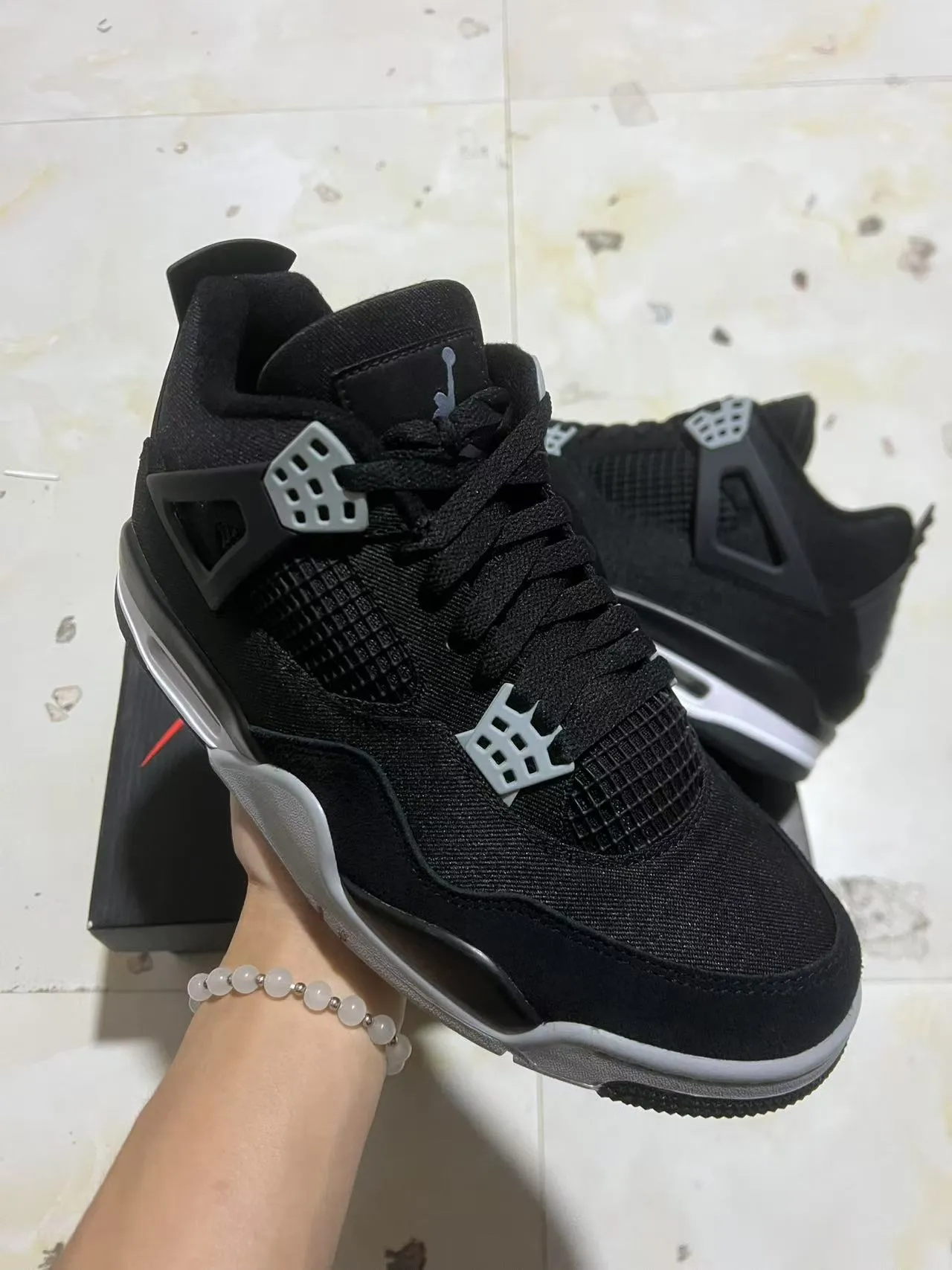 Air Jordan 4 Black White Cool Gray Basketball Shoes 2