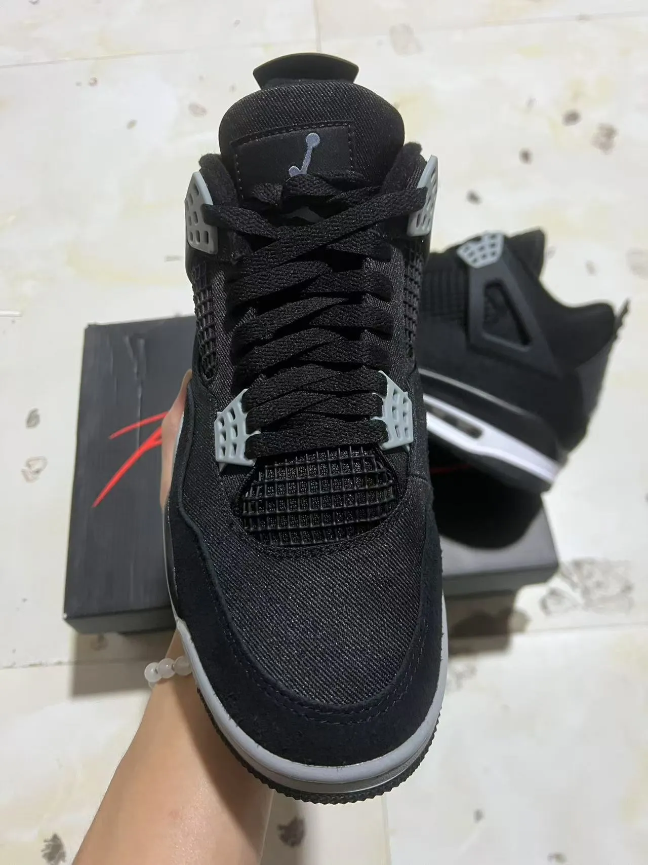 Air Jordan 4 Black White Cool Gray Basketball Shoes 3