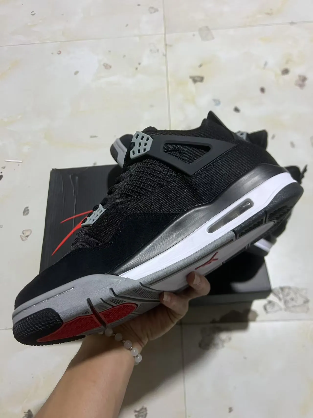 Air Jordan 4 Black White Cool Gray Basketball Shoes 5