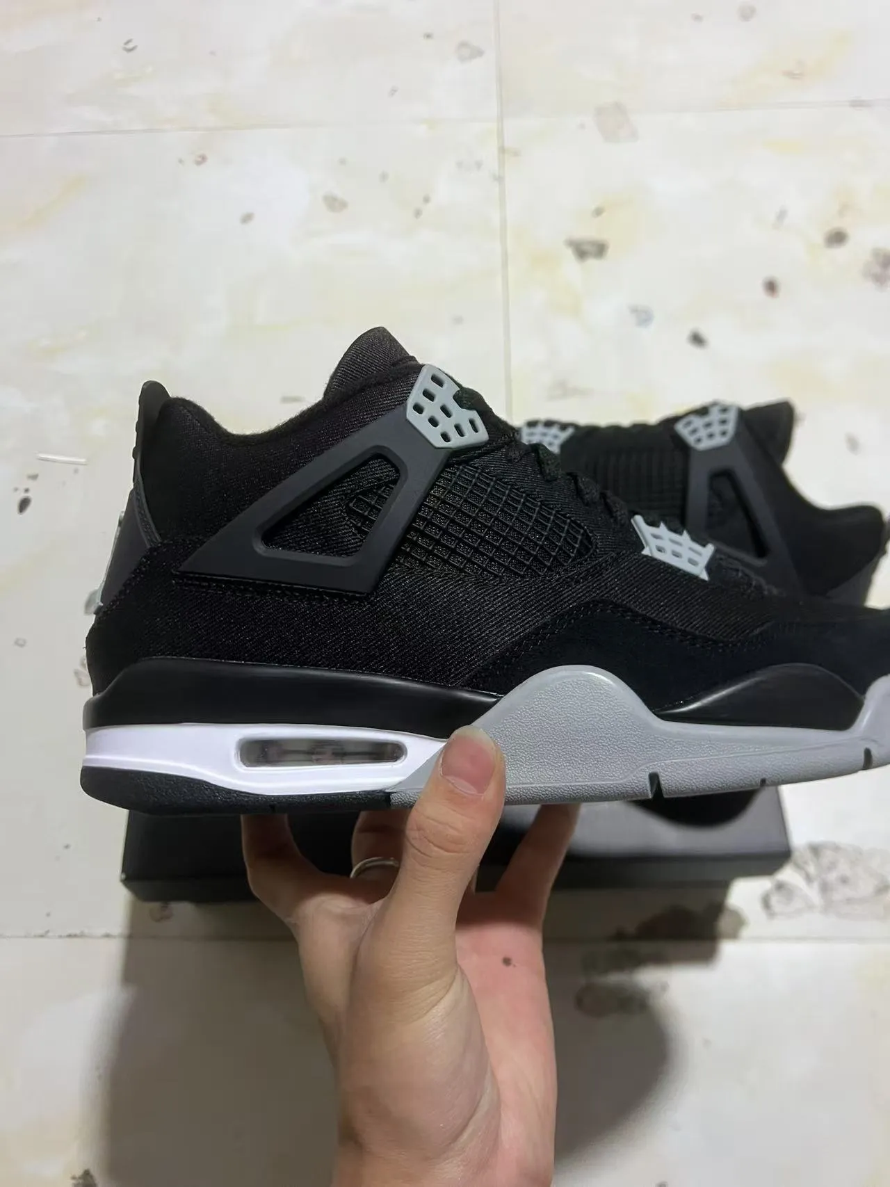 Air Jordan 4 Black White Cool Gray Basketball Shoes 7