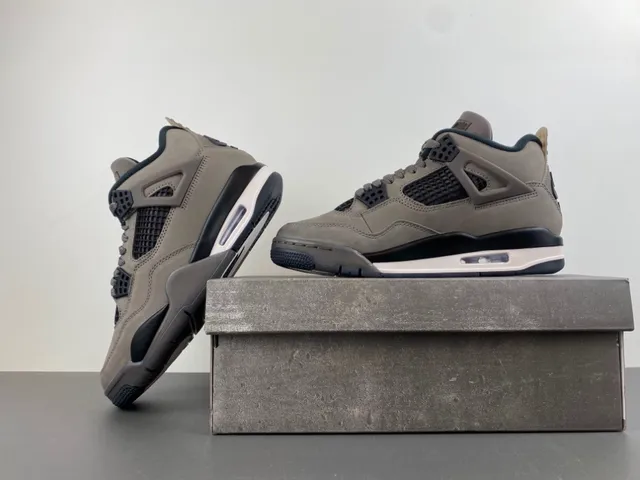 Air Jordan 4 Gray Black Suede Basketball Shoes 14