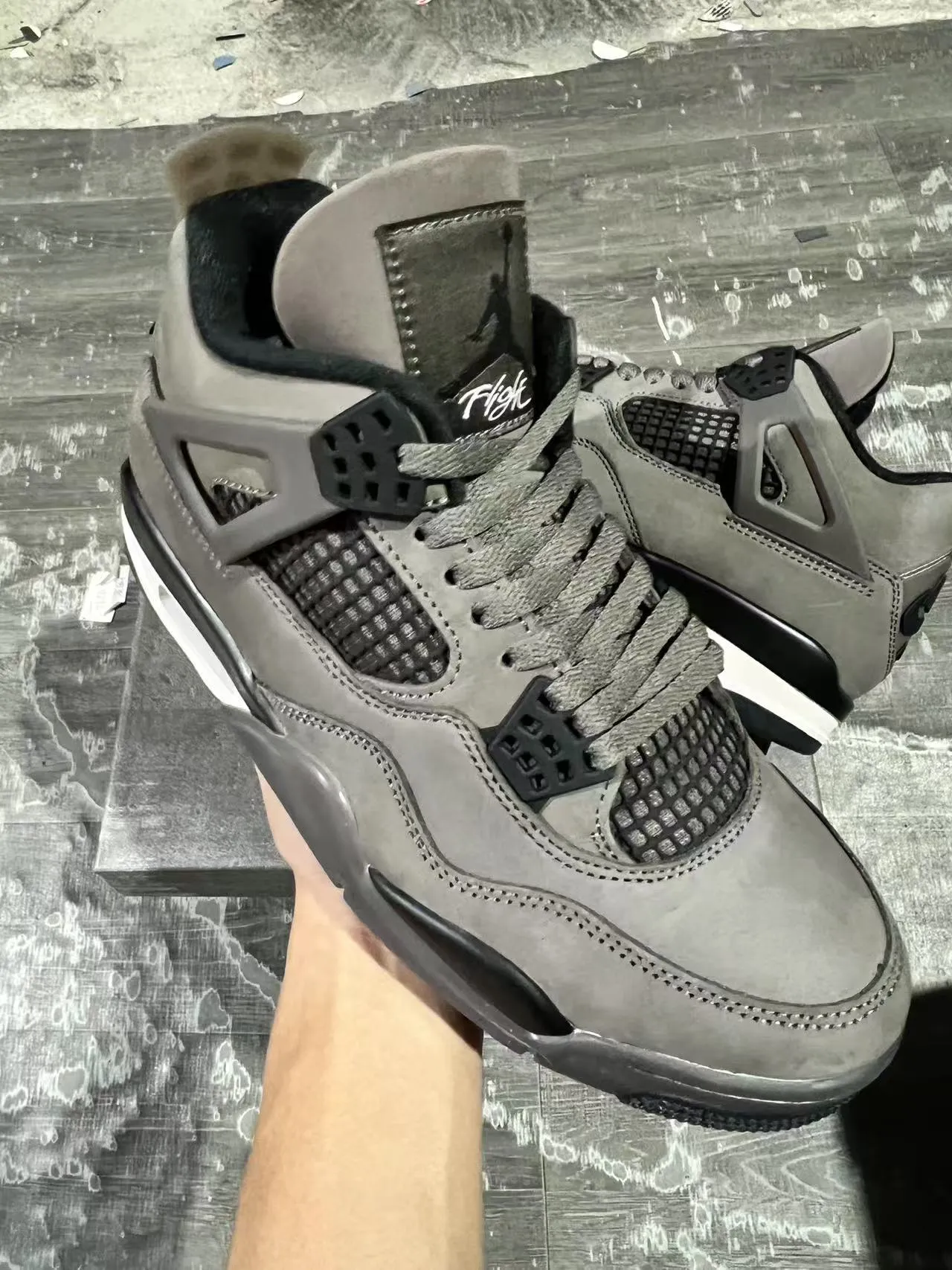 Air Jordan 4 Gray Suede Black Cage Basketball Shoes 2