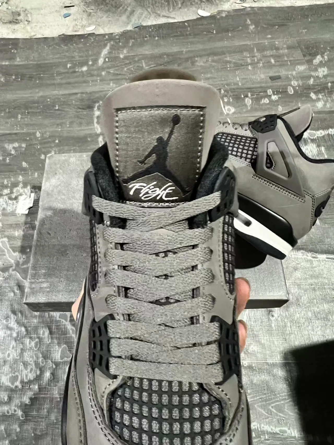 Air Jordan 4 Gray Suede Black Cage Basketball Shoes 4
