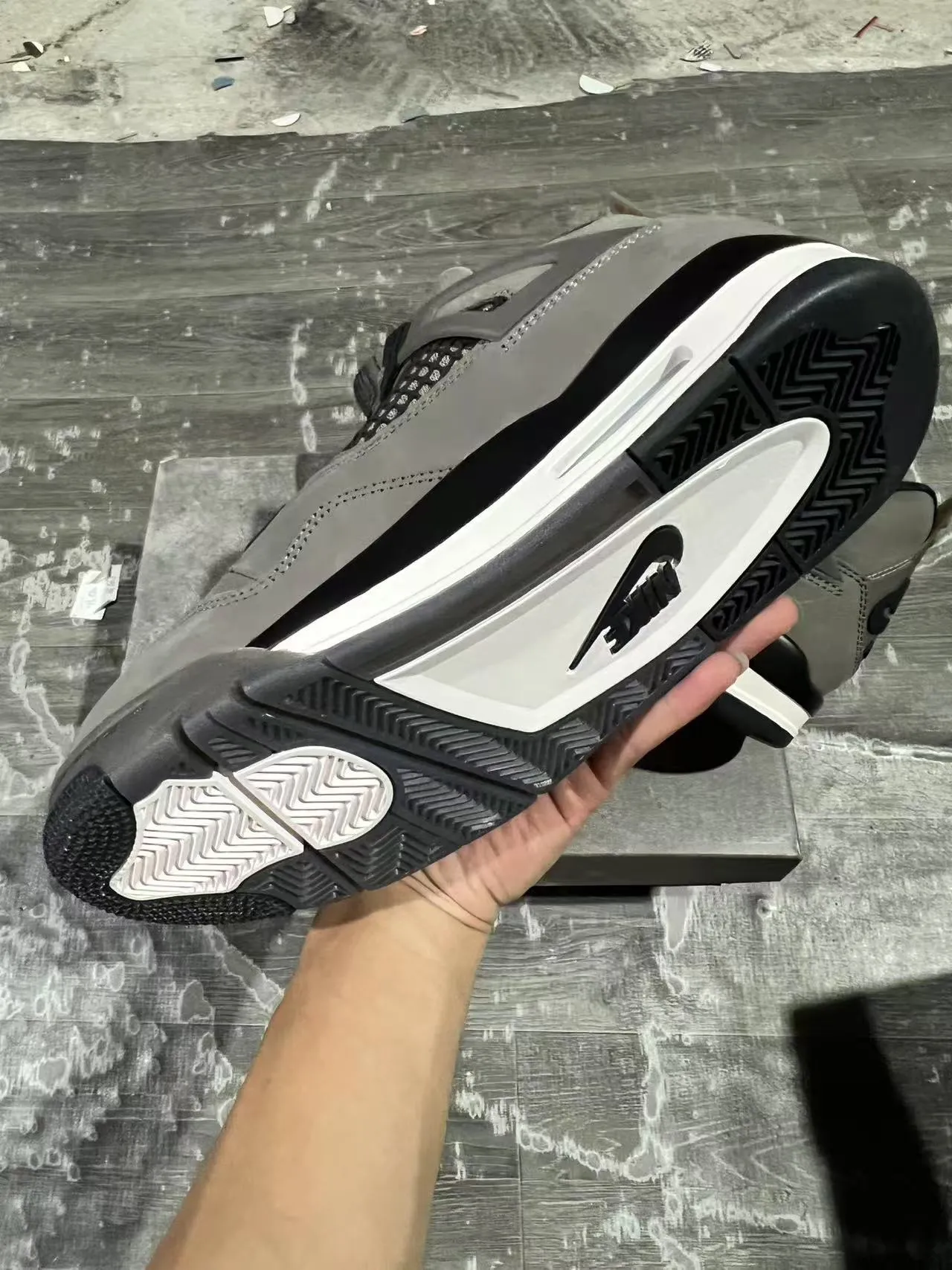 Air Jordan 4 Gray Suede Black Cage Basketball Shoes 6