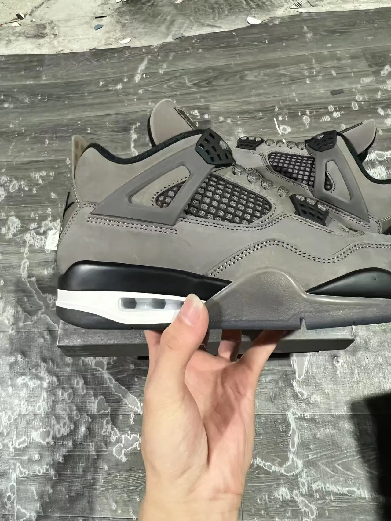 Air Jordan 4 Gray Suede Black Cage Basketball Shoes 7