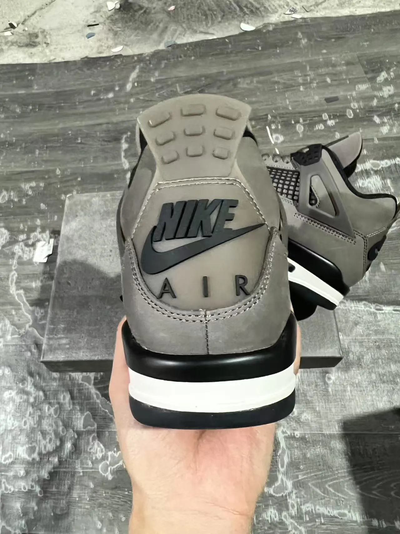 Air Jordan 4 Gray Suede Black Cage Basketball Shoes 8
