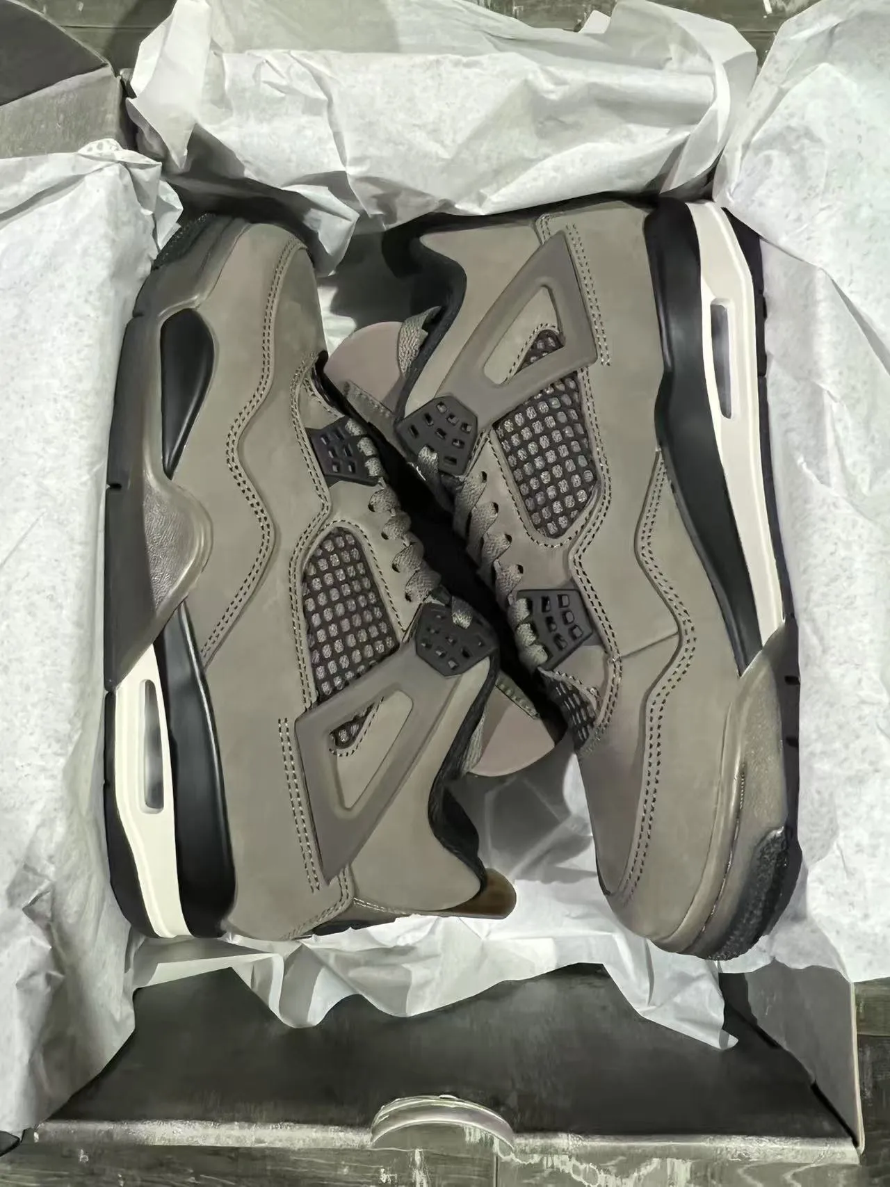 Air Jordan 4 Gray Suede Black Cage Basketball Shoes 9