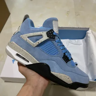 Air Jordan 4 Light Blue Suede Speckled Midsole Basketball Shoes