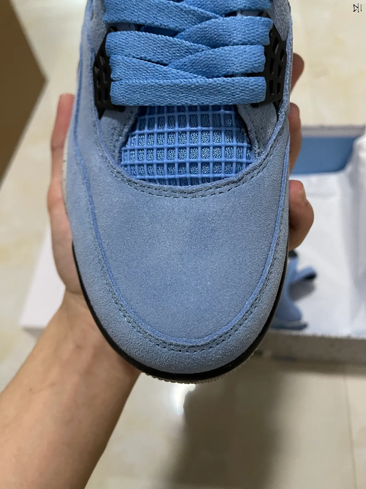 Air Jordan 4 Light Blue Suede Speckled Midsole Basketball Shoes 3