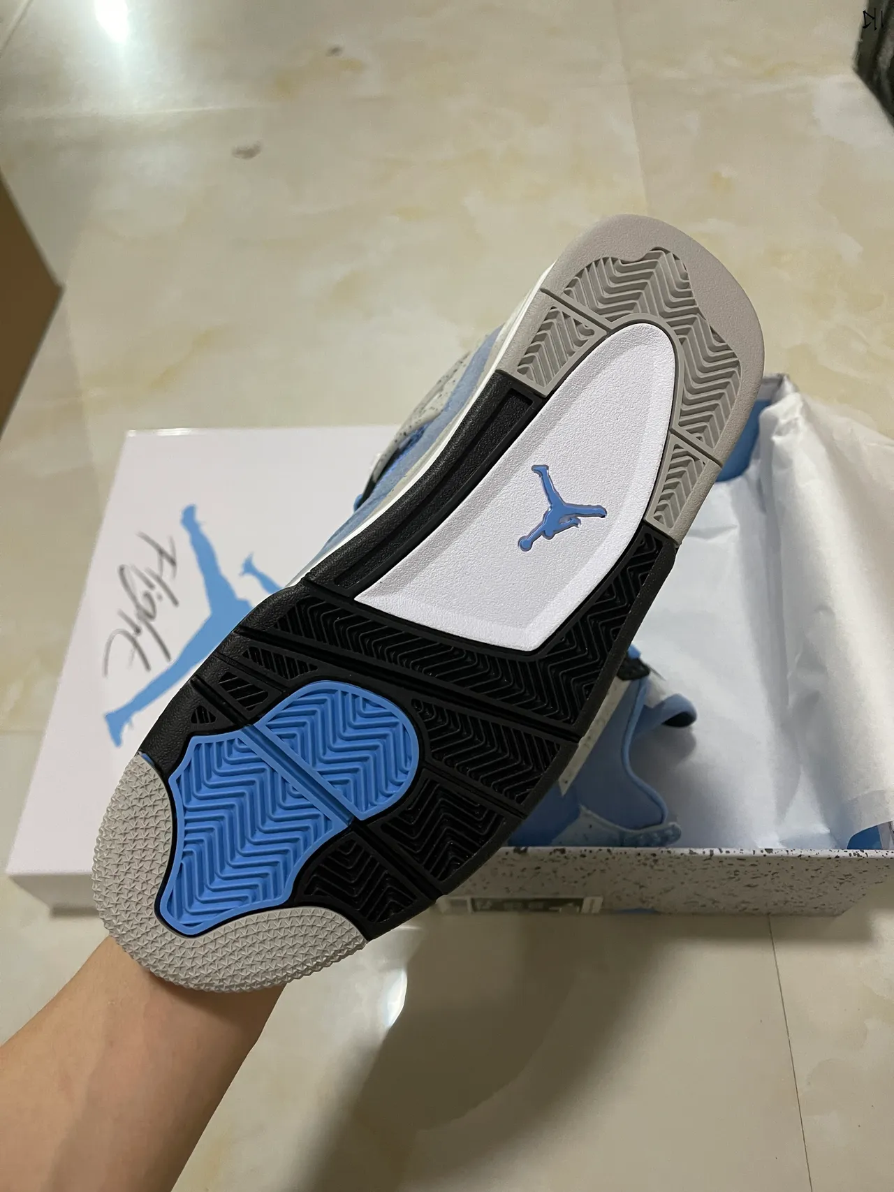 Air Jordan 4 Light Blue Suede Speckled Midsole Basketball Shoes 5