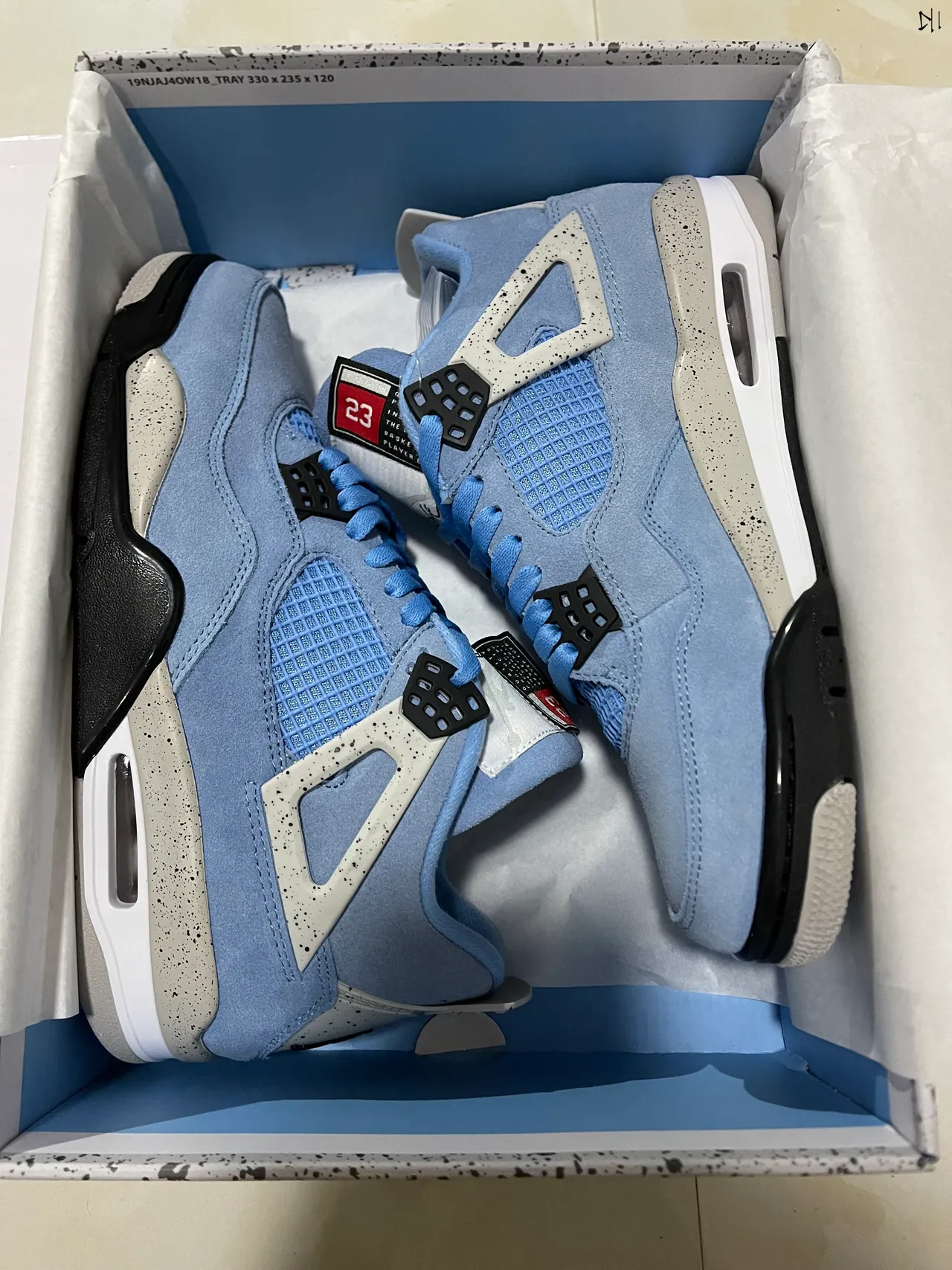 Air Jordan 4 Light Blue Suede Speckled Midsole Basketball Shoes 7