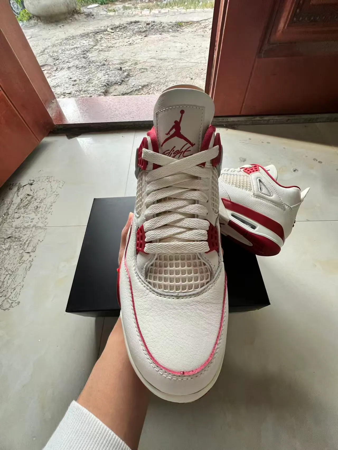 Air Jordan 4 Off-White Red Basketball Shoes 3