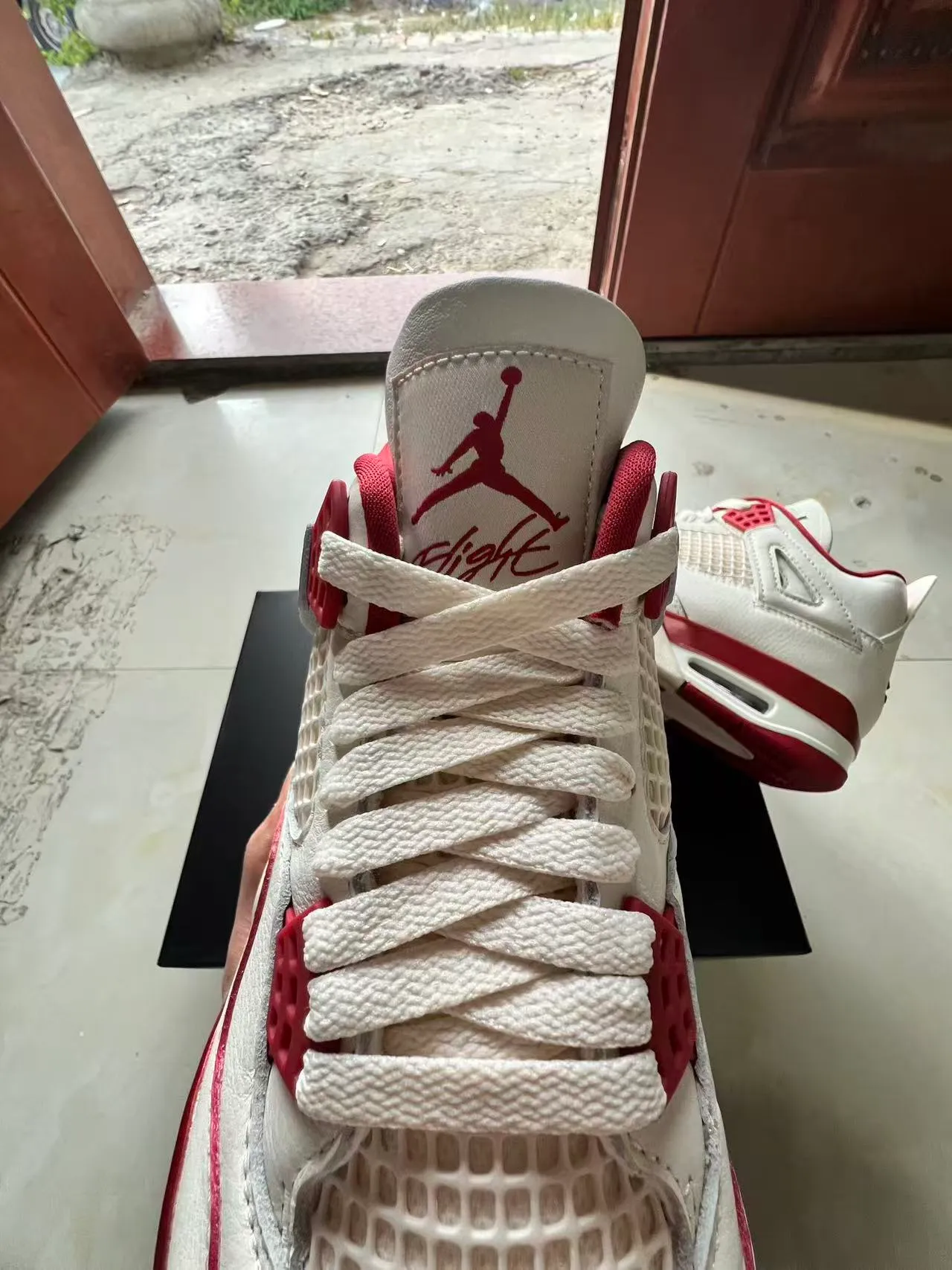 Air Jordan 4 Off-White Red Basketball Shoes 4