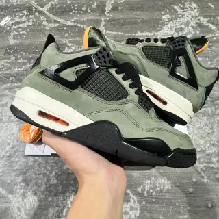 Air Jordan 4 Olive Green Suede Black Cage Basketball Shoes