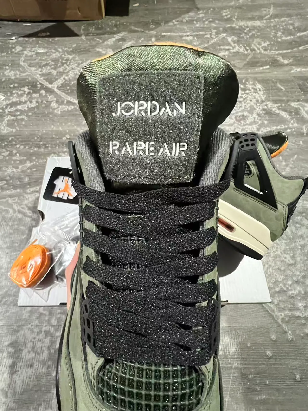 Air Jordan 4 Olive Green Suede Black Cage Basketball Shoes 7